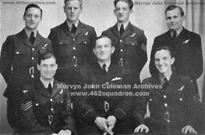 F/Sgt Mervyn John Coleman, 436070 RAAF, Gunner in Leitch Crew at 10 Squadron, later Mid-Upper Gunner 462 Squadron.